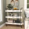 image:imageDeco 79 Metal Kitchen Rolling 3 Shelves Storage Cart with Black Accents and Farm House Design 32 x 12 x 35 WhiteLARGE SIZE