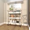 image:imageDeco 79 Metal Kitchen Rolling 3 Shelves Storage Cart with Black Accents and Farm House Design 32 x 12 x 35 WhiteLARGE SIZE