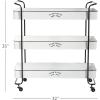 image:imageDeco 79 Metal Kitchen Rolling 3 Shelves Storage Cart with Black Accents and Farm House Design 32 x 12 x 35 WhiteLARGE SIZE