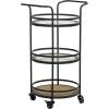 image:imageDeco 79 Metal Rolling 1 Rattan and 2 Glass Shelves Bar Cart with Handles 21 x 16 x 35 Brown