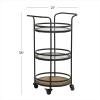 image:imageDeco 79 Metal Rolling 1 Rattan and 2 Glass Shelves Bar Cart with Handles 21 x 16 x 35 Brown