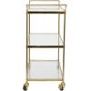 image:imageDeco 79 Metal Rolling 3 Glass Shelves Bar Cart with Lockable Wheels 38 x 14 x 31 Brass