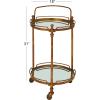 image:imageDeco 79 Metal Round Bar Cart with Wheels and Handle 19 x 18 x 31 Brass19 x 18 x 31