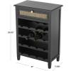 image:imageDeco 79 Wooden Handmade 12 Bottle 1 Drawer Standing Wine Rack with Rattan Front 21 x 12 x 30 Black