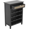 image:imageDeco 79 Wooden Handmade 12 Bottle 1 Drawer Standing Wine Rack with Rattan Front 21 x 12 x 30 Black