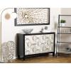 image:imageDeco 79 Wooden Room Cabinet Silver Crescent Moon Relief Design Storage Cabinet with Crystal Knob Handles Accent Cabinet 47 x 16 x 32 Black