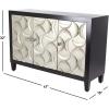 image:imageDeco 79 Wooden Room Cabinet Silver Crescent Moon Relief Design Storage Cabinet with Crystal Knob Handles Accent Cabinet 47 x 16 x 32 Black