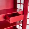 image:imageDeco 79 Wooden Telephone Standing Wine Rack Vintage London Booth 2 Shelf and 6 Bottle with Drawer Storage 26 x 15 x 74 Red28 x 16 x 73