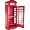 image:imageDeco 79 Wooden Telephone Standing Wine Rack Vintage London Booth 2 Shelf and 6 Bottle with Drawer Storage 26 x 15 x 74 Red28 x 16 x 73