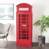 image:imageDeco 79 Wooden Telephone Standing Wine Rack Vintage London Booth 2 Shelf and 6 Bottle with Drawer Storage 26 x 15 x 74 Red28 x 16 x 73