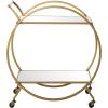 image:imageDeco 79 Metal Bar Cart Rolling Round 2 Mirrored Shelf with Top Handle 27 x 15 x 30 GoldGold