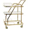 image:imageDeco 79 Metal Glass Shelf 3 Tier Bar Cart with Side Guards and Handle 27 x 18 x 35 Gold