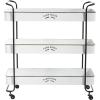 image:imageDeco 79 Metal Kitchen Rolling 3 Shelves Storage Cart with Black Accents and Farm House Design 32 x 12 x 35 WhiteLARGE SIZE