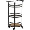 image:imageDeco 79 Metal Rolling 1 Rattan and 2 Glass Shelves Bar Cart with Handles 21 x 16 x 35 Brown