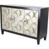 image:imageDeco 79 Wooden Room Cabinet Silver Crescent Moon Relief Design Storage Cabinet with Crystal Knob Handles Accent Cabinet 47 x 16 x 32 Black