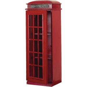 image:imageDeco 79 Wooden Telephone Standing Wine Rack Vintage London Booth 2 Shelf and 6 Bottle with Drawer Storage 26 x 15 x 74 Red11 x 9 x 30