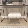 image:imageDeco 79 Leather Living Room Stool Ottoman with Stainless Steel Supports Foot Stool 22 x 19 x 19 White
