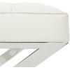 image:imageDeco 79 Leather Living Room Stool Ottoman with Stainless Steel Supports Foot Stool 22 x 19 x 19 White