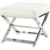 image:imageDeco 79 Leather Living Room Stool Ottoman with Stainless Steel Supports Foot Stool 22 x 19 x 19 White