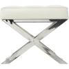 image:imageDeco 79 Leather Living Room Stool Ottoman with Stainless Steel Supports Foot Stool 22 x 19 x 19 White