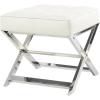 image:imageDeco 79 Leather Living Room Stool Ottoman with Stainless Steel Supports Foot Stool 22 x 19 x 19 White