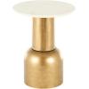 image:imageDeco 79 Metal Side End Accent Table Pedestal End Table with Cream Marble Tabletop Side Table 16 x 16 x 20 Gold