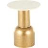image:imageDeco 79 Metal Side End Accent Table Pedestal End Table with Cream Marble Tabletop Side Table 16 x 16 x 20 Gold