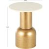 image:imageDeco 79 Metal Side End Accent Table Pedestal End Table with Cream Marble Tabletop Side Table 16 x 16 x 20 Gold
