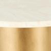 image:imageDeco 79 Metal Side End Accent Table Pedestal End Table with Cream Marble Tabletop Side Table 16 x 16 x 20 Gold