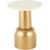 image:imageDeco 79 Metal Side End Accent Table Pedestal End Table with Cream Marble Tabletop Side Table 16 x 16 x 20 Gold