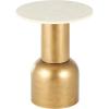 image:imageDeco 79 Metal Side End Accent Table Pedestal End Table with Cream Marble Tabletop Side Table 16 x 16 x 20 Gold