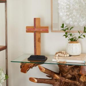 image:imageDeco 79 Brown Wood Modern Cross Sculpture 18 x 10 x 4 Inches