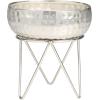 image:imageDeco 79 Metal Campfire Scented Hammered 30 oz 3 Wick Candle with White Wax 7 x 7 x 8 Silver