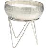 image:imageDeco 79 Metal Campfire Scented Hammered 30 oz 3 Wick Candle with White Wax 7 x 7 x 8 Silver