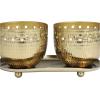 image:imageDeco 79 Metal Decorative Candle Jasmine Scented Cutout Spotted 7 oz 1 Wick Aromatherapy Candle with White Wax Set of 2 Wax Aromatherapy Candle 8 W 4 H Gold