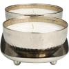 image:imageDeco 79 Metal Decorative Candle Vanilla Marshmallow Scented Hammered 12 oz 2 Wick Aromatherapy Candle with White Wax Set of 2 Wax Aromatherapy Candle 10 W 3 H Silver