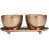 image:imageDeco 79 Metal Sauvignon Blanc Scented Grid Patterned Double 10 oz 1 Wick Candle with White Wax and Tray Set of 2 10W 4H Copper