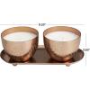 image:imageDeco 79 Metal Sauvignon Blanc Scented Grid Patterned Double 10 oz 1 Wick Candle with White Wax and Tray Set of 2 10W 4H Copper
