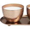 image:imageDeco 79 Metal Sauvignon Blanc Scented Grid Patterned Double 10 oz 1 Wick Candle with White Wax and Tray Set of 2 10W 4H Copper