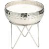 image:imageDeco 79 Metal Campfire Scented Hammered 30 oz 3 Wick Candle with White Wax 7 x 7 x 8 Silver