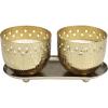 image:imageDeco 79 Metal Decorative Candle Jasmine Scented Cutout Spotted 7 oz 1 Wick Aromatherapy Candle with White Wax Set of 2 Wax Aromatherapy Candle 8 W 4 H Gold