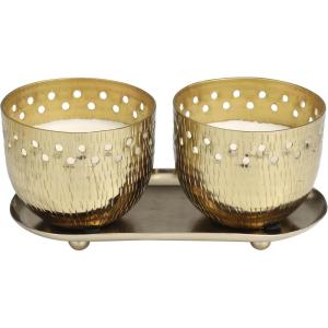 image:imageDeco 79 Metal Decorative Candle Jasmine Scented Cutout Spotted 7 oz 1 Wick Aromatherapy Candle with White Wax Set of 2 Wax Aromatherapy Candle 8 W 4 H Gold