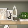 image:imageDeco 79 Polystone Abstract Decorative Sculpture CutOut Home Decor Statue with Marble Stand Accent Figurine 7 x 3 x 20 White7 x 3 x 20