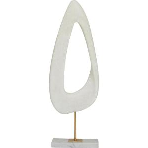 image:imageDeco 79 Polystone Abstract Decorative Sculpture CutOut Home Decor Statue with Marble Stand Accent Figurine 7 x 3 x 20 White7 x 3 x 20