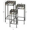 image:imageDeco 79 Metal Scroll Indoor Outdoor Plantstand 3 Tier Plant Shelf with Colorful Jewels Set of 3 Plant Stand 28 24 20H Black