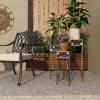 image:imageDeco 79 Metal Scroll Indoor Outdoor Plantstand 3 Tier Plant Shelf with Colorful Jewels Set of 3 Plant Stand 28 24 20H Black
