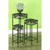 image:imageDeco 79 Metal Scroll Indoor Outdoor Plantstand 3 Tier Plant Shelf with Colorful Jewels Set of 3 Plant Stand 28 24 20H Black
