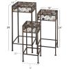 image:imageDeco 79 Metal Scroll Indoor Outdoor Plantstand 3 Tier Plant Shelf with Colorful Jewels Set of 3 Plant Stand 28 24 20H Black