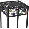 image:imageDeco 79 Metal Scroll Indoor Outdoor Plantstand 3 Tier Plant Shelf with Colorful Jewels Set of 3 Plant Stand 28 24 20H Black
