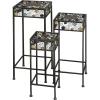 image:imageDeco 79 Metal Scroll Indoor Outdoor Plantstand 3 Tier Plant Shelf with Colorful Jewels Set of 3 Plant Stand 28 24 20H Black